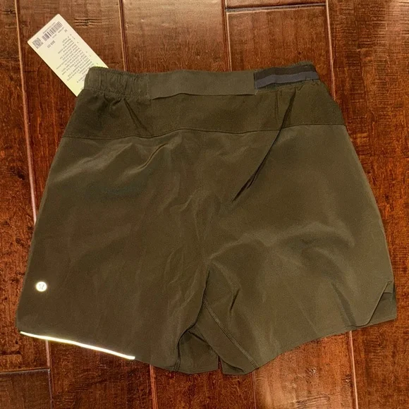 Men's Olive Green Lululemon Surge Shorts - Picture 4 of 4